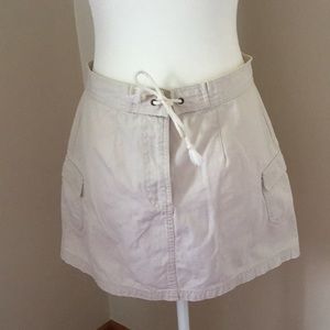 Khaki denim skirt with pocket on each side